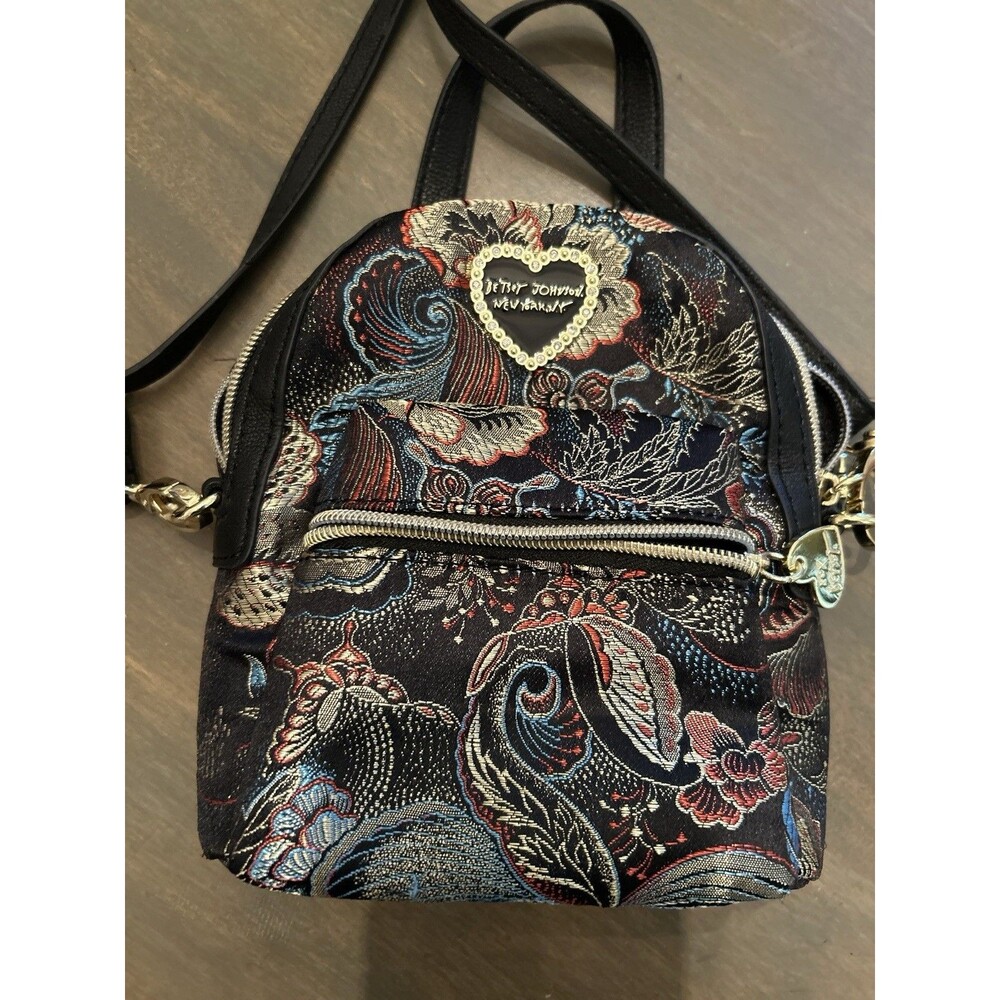 Rare Betsey Johnson Woman's Mini Convertible Brocade Cross-Body Bag
